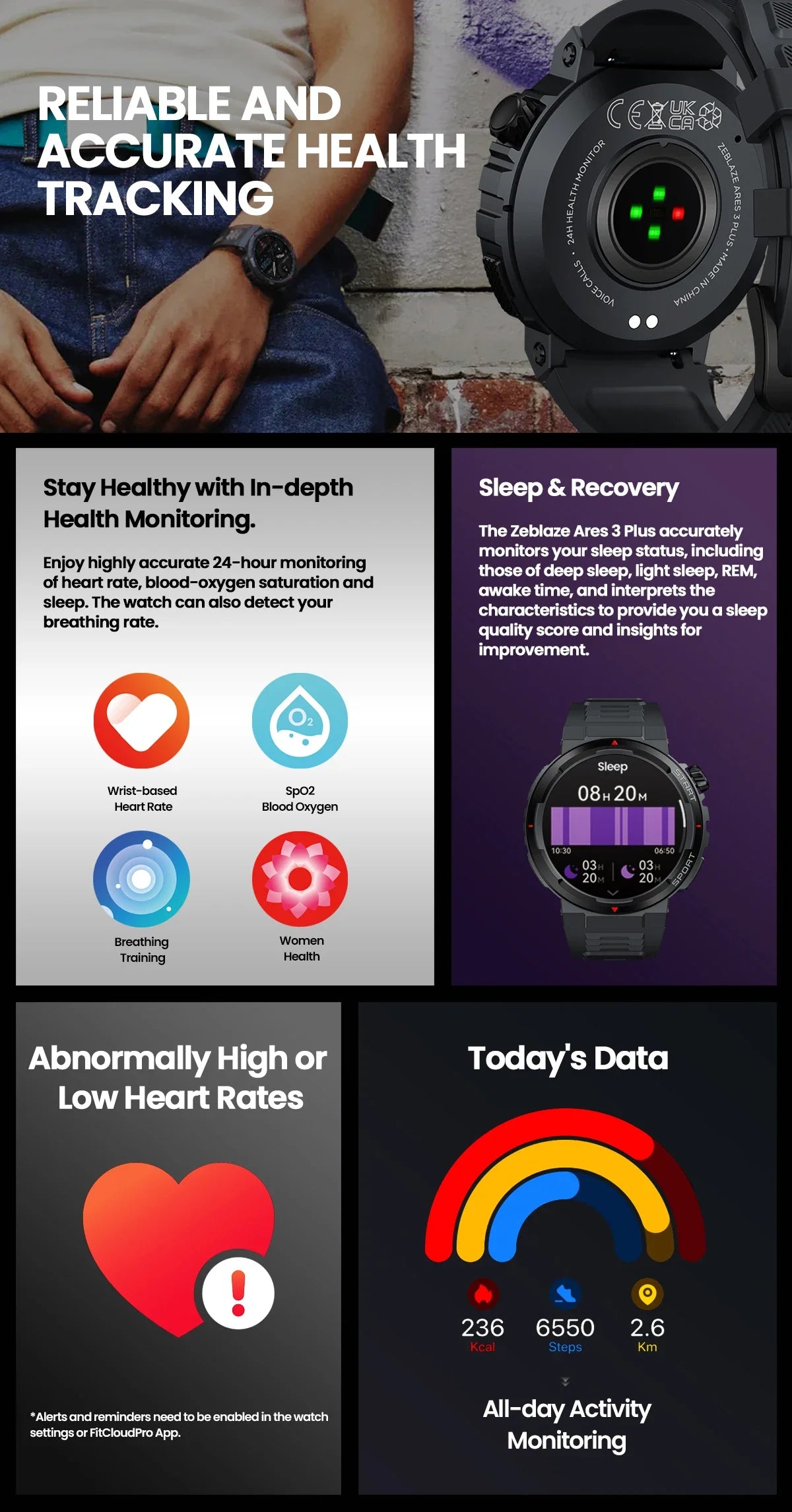 Zeblaze Ares 3 Plus – 1.43" HD AMOLED Smartwatch with Voice Calling