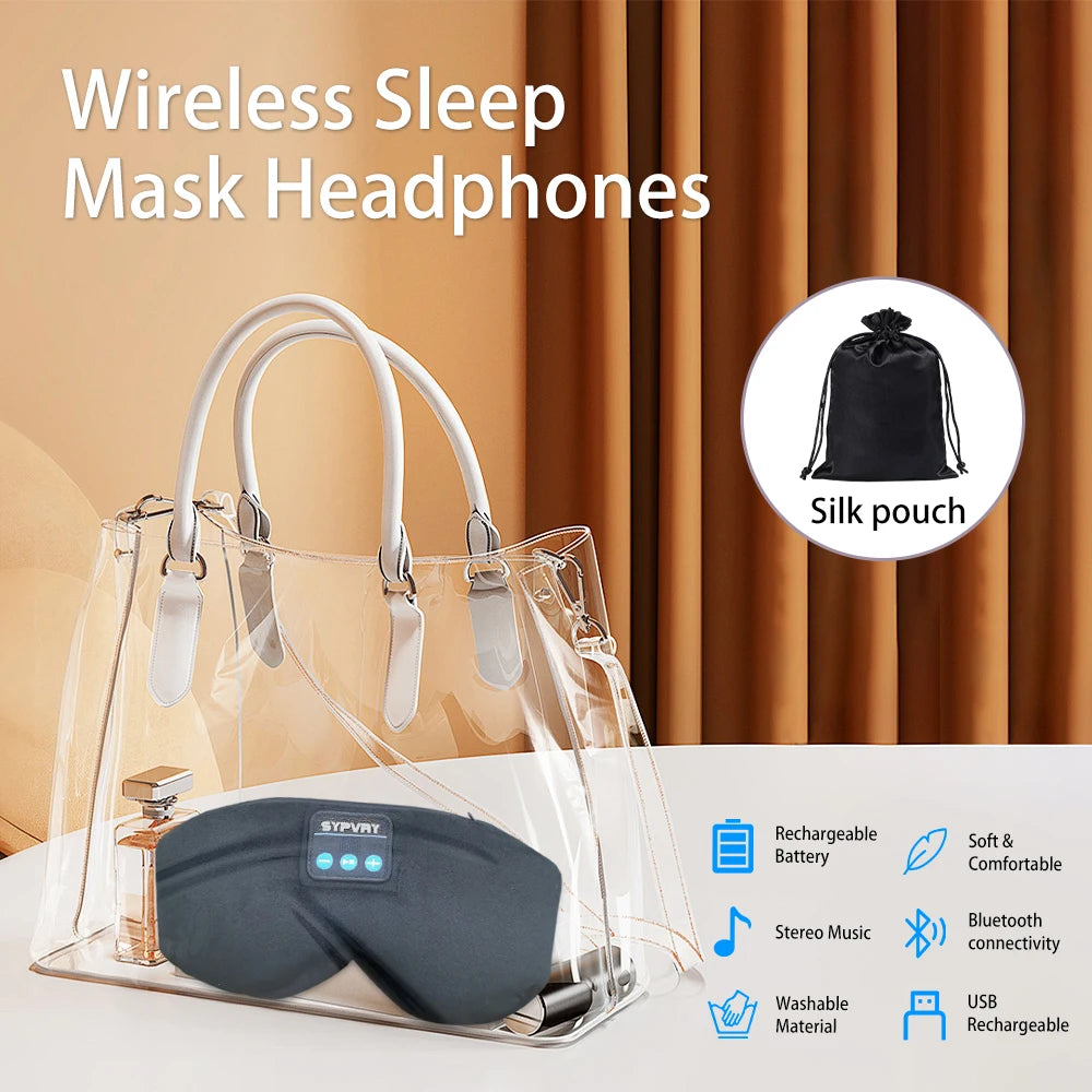 Bluetooth 5.3 Sleeping Mask with Wireless Headphones – Eye Shade for Men & Women