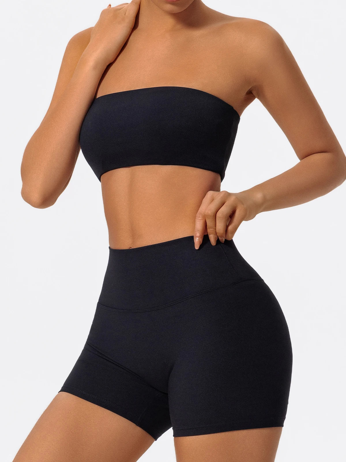 Ctenkevet Women’s Fitness Set – Strapless Sports Bra & Crop Top