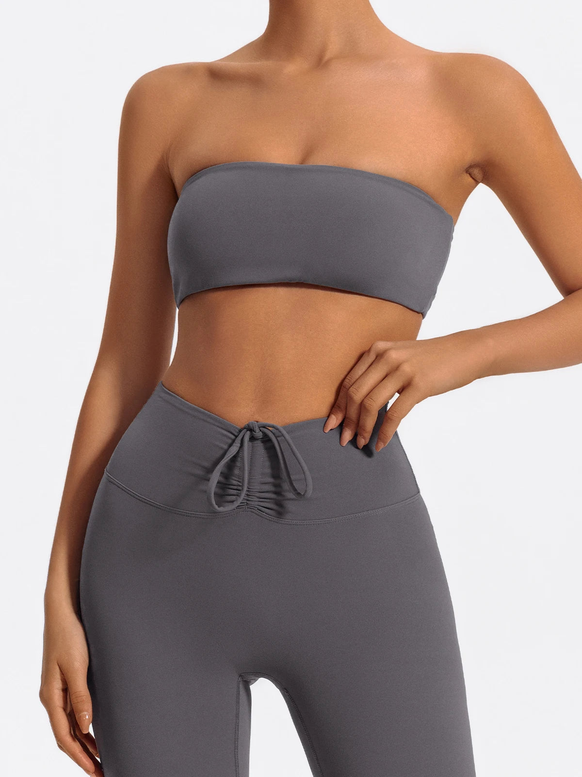 Ctenkevet Women’s Fitness Set – Strapless Sports Bra & Crop Top