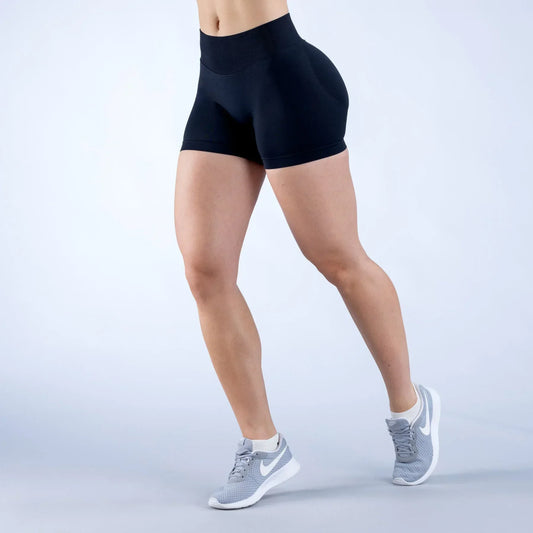High-Waist Yoga Shorts – Solid Color Fitness & Running Leggings