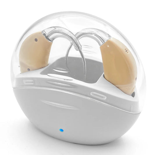 Rechargeable Hearing Aid – Wireless BTE Sound Amplifier with Magnetic Charging