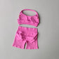 2-Piece Seamless Yoga Outfit for Women – Halter Sports Bra and Matching Shorts Workout Set