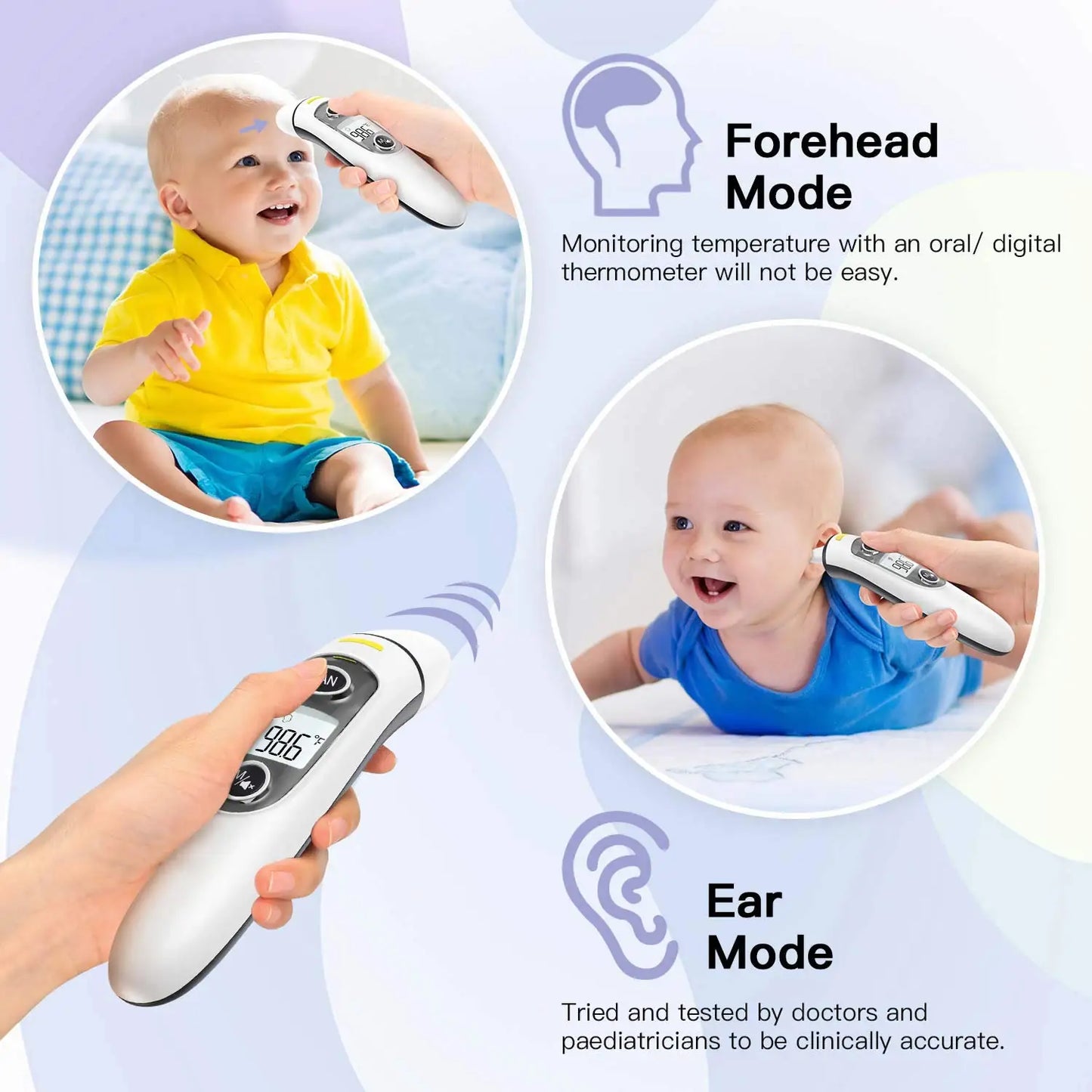 Kingclinic Digital Thermometer – Ear & Forehead 1s Reading for Adults & Kids