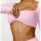 Women’s Quick-Dry Gym Top – Square Neck Long Sleeve Fitness Crop Top