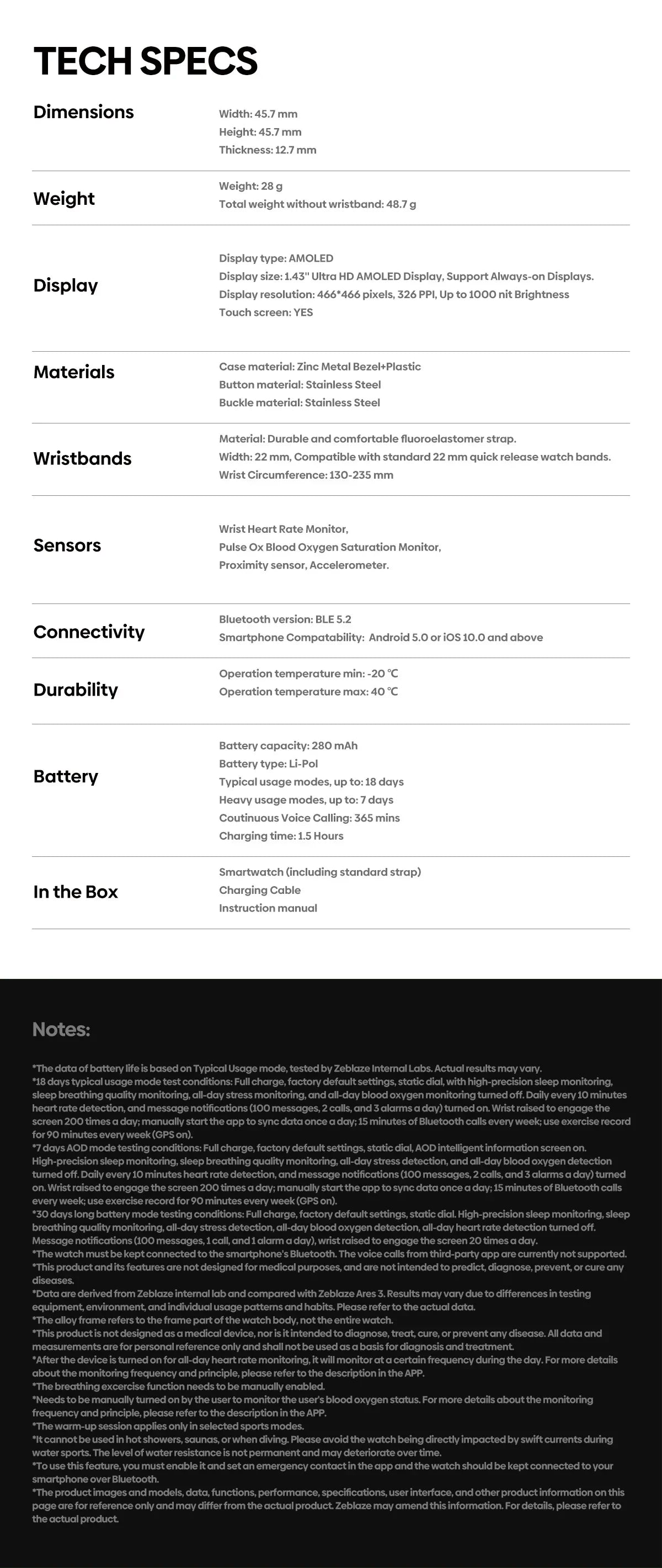 Zeblaze Ares 3 Plus – 1.43" HD AMOLED Smartwatch with Voice Calling