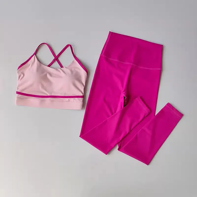 Women’s 2-Piece Yoga Set – High-Waist Leggings and Sports Bra Workout Suit for Gym & Fitness