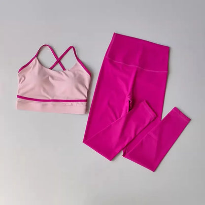 Women’s 2-Piece Yoga Set – High-Waist Leggings and Sports Bra Workout Suit for Gym & Fitness