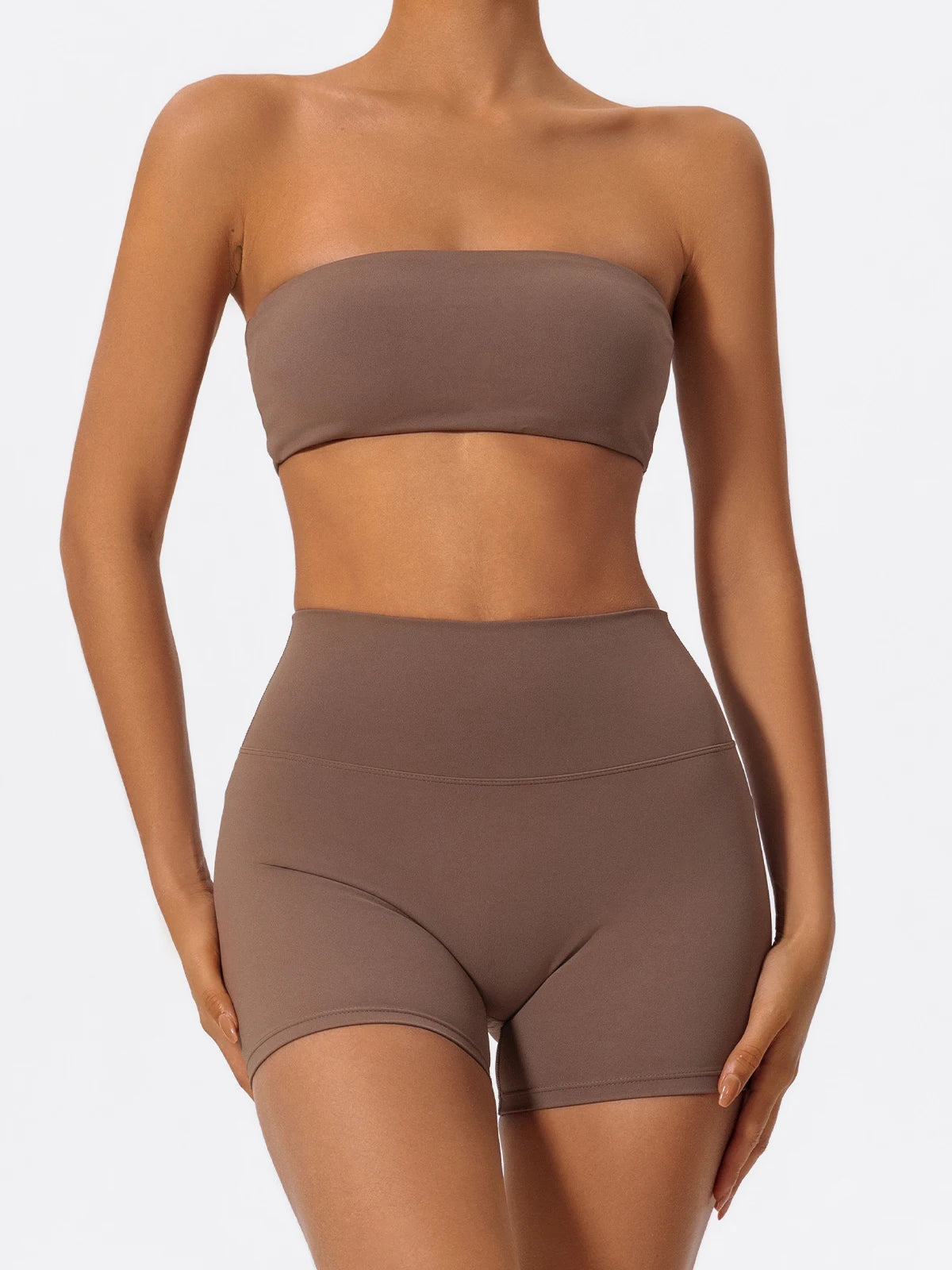 Ctenkevet Women’s Fitness Set – Strapless Sports Bra & Crop Top