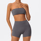 Ctenkevet Women’s Fitness Set – Strapless Sports Bra & Crop Top