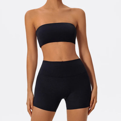 Ctenkevet Women’s Fitness Set – Strapless Sports Bra & Crop Top