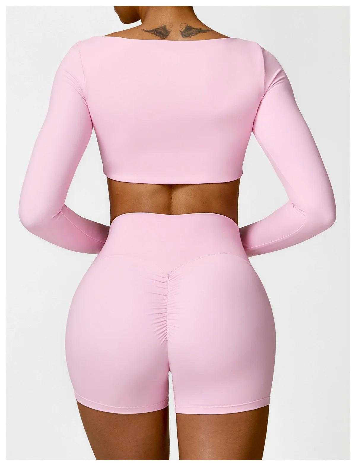 Women’s Quick-Dry Gym Top – Square Neck Long Sleeve Fitness Crop Top