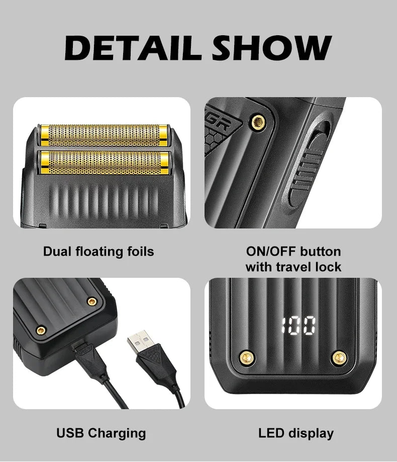 VGR V-363 Professional Electric Shaver with Digital Display – Rechargeable Beard Trimmer for Men