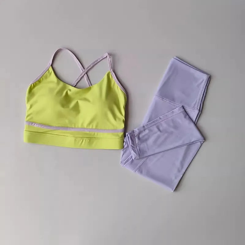 Women’s 2-Piece Yoga Set – High-Waist Leggings and Sports Bra Workout Suit for Gym & Fitness