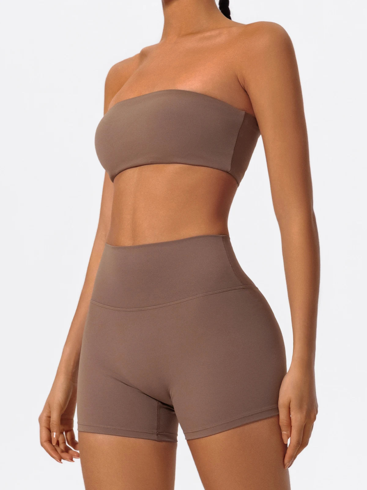 Ctenkevet Women’s Fitness Set – Strapless Sports Bra & Crop Top