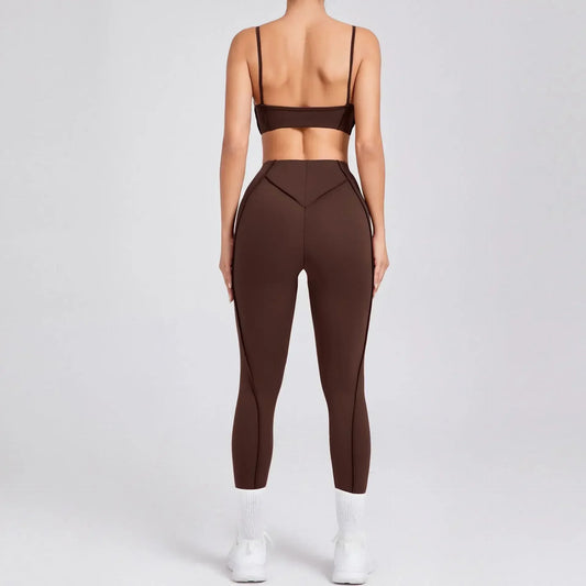 Women’s Seamless Yoga Set – High-Waist Leggings & Backless Sports Bra