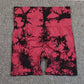 Women’s High-Waist Tie-Dye Yoga Shorts – Seamless Workout & Cycling Shorts