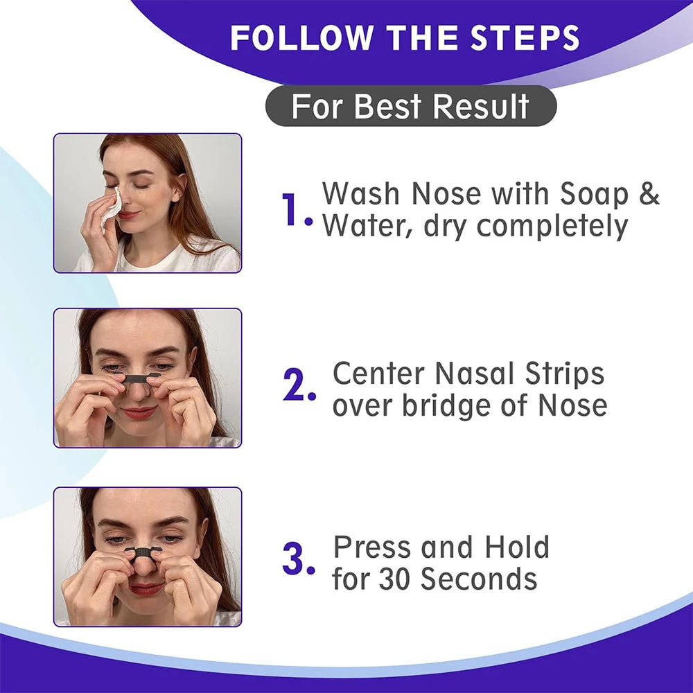 Black Nasal Strips – Extra Strength Anti-Snoring Sleep Aid (30/60/90pcs)
