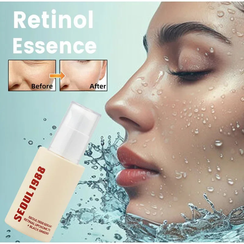 Korean 1988 Retinol Face Serum – Black Ginseng, Niacinamide & Vitamin C Anti-Aging Ampoule for Firming and Wrinkle Care