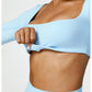 Women’s Quick-Dry Gym Top – Square Neck Long Sleeve Fitness Crop Top