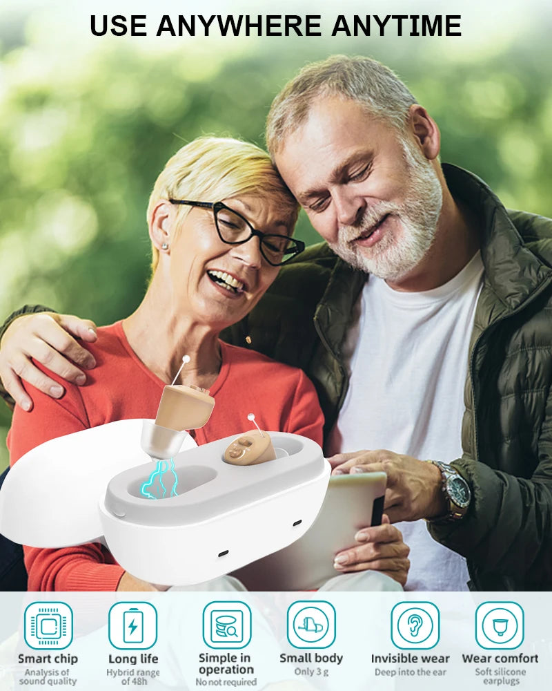 Rechargeable Hearing Aid – Mini Invisible Wireless Sound Amplifier for Elderly
