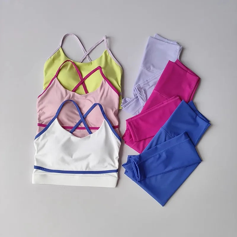 Women’s 2-Piece Yoga Set – High-Waist Leggings and Sports Bra Workout Suit for Gym & Fitness