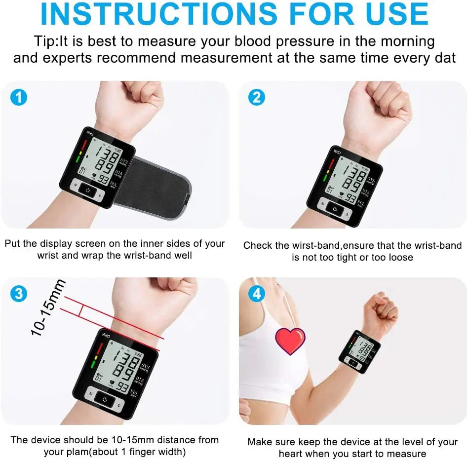 Digital Wrist Blood Pressure Monitor – High Accuracy Electronic BP Cuff Tonometer