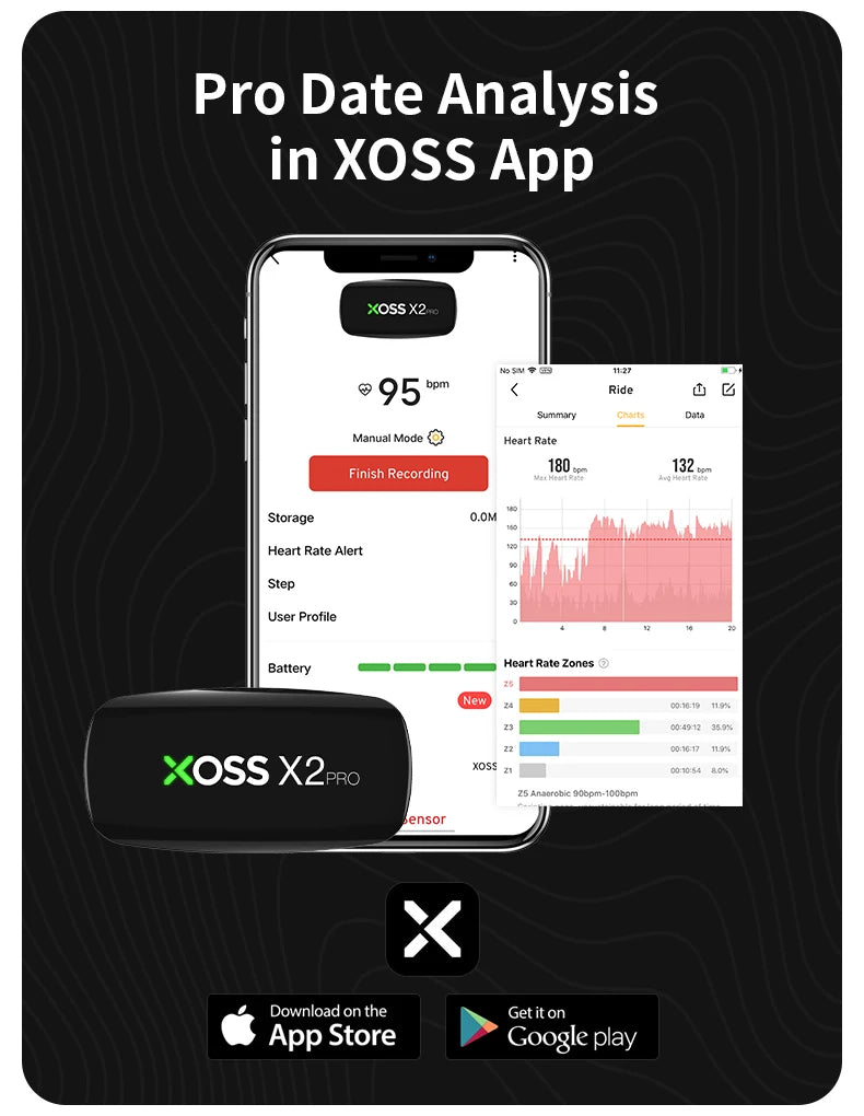 XOSS X2 Pro Heart Rate Monitor – Rechargeable Fitness Sensor with Data Storage