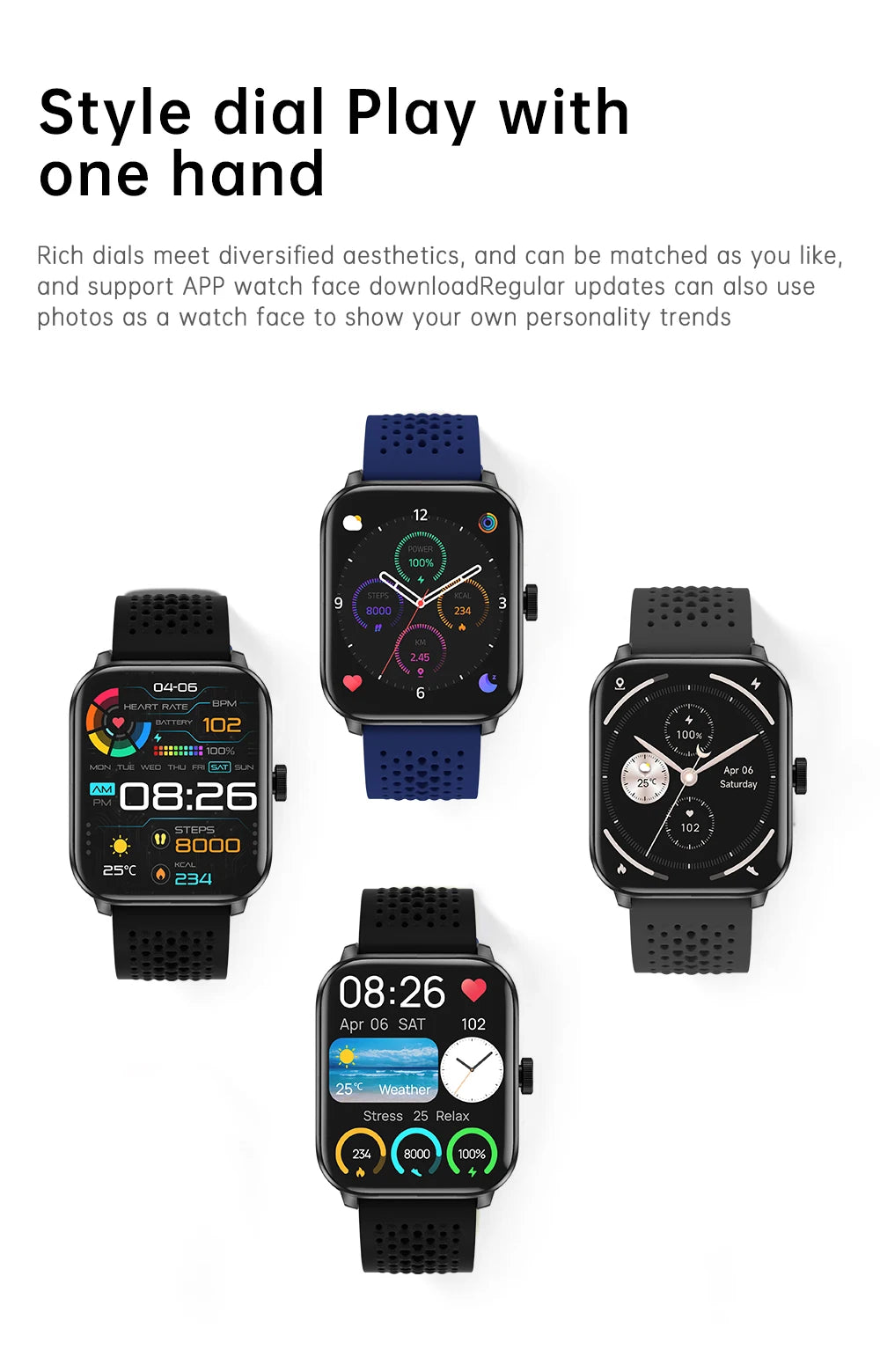 Men’s 1.85" Smart Watch – Heart Rate & SpO₂ Monitor with Multi-Sport Modes