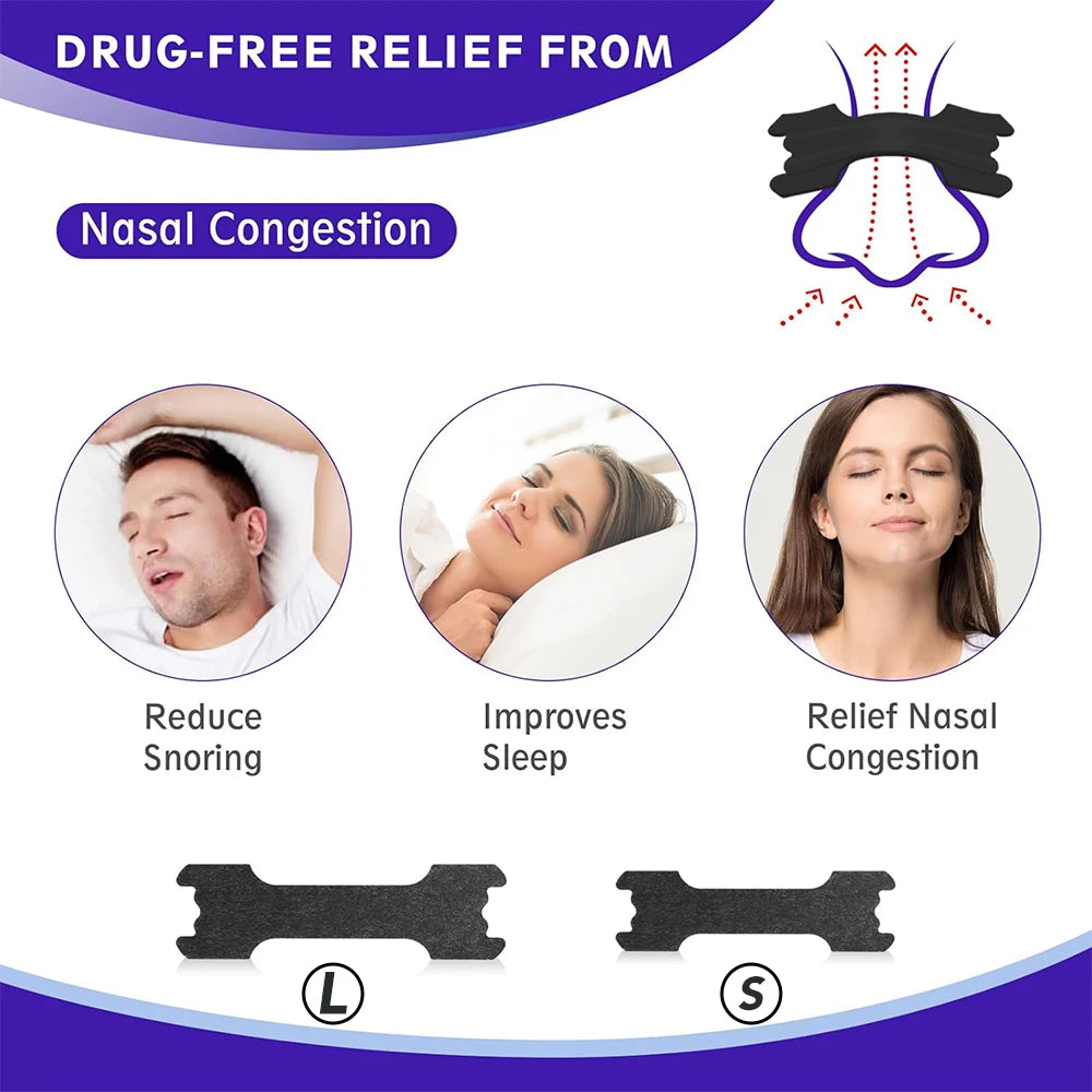 Black Nasal Strips – Extra Strength Anti-Snoring Sleep Aid (30/60/90pcs)