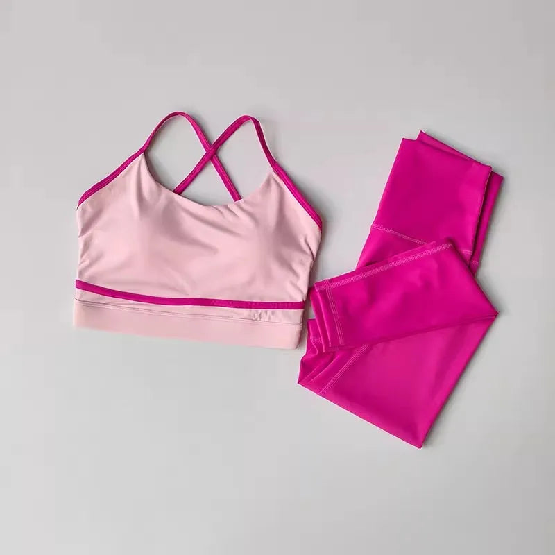 Women’s 2-Piece Yoga Set – High-Waist Leggings and Sports Bra Workout Suit for Gym & Fitness